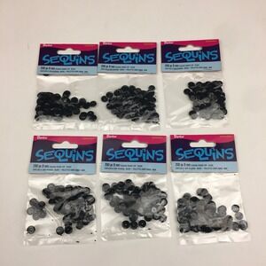 Darice Black Sequins Round Cup 200 pc each 8mm 6 Packs Art Crafting‎ Supply